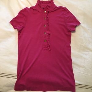 Tory Burch Tops - Tory Burch Lidia fuchsia short sleeve polo tee XS Tory Burch Tops - Tory Burch Lidia fuchsia short sleeve polo tee XS